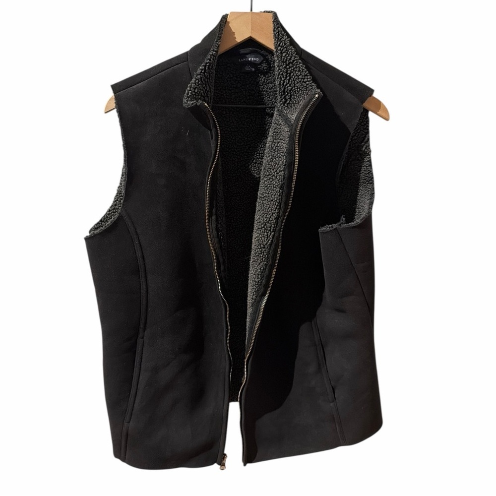 Lands’ End Youth Sherpa Fleece Vest Black Full Zip Warm Layering L 14–16 Outdoor - Picture 5 of 8